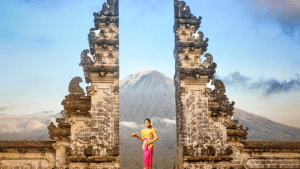 Pura Lempuyang gateway framing Mount Agung, East Bali