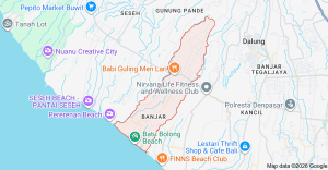 Rice fields, surf beaches, cafés, and co-working spaces in Canggu and Pererenan, popular with digital nomads in Bali.