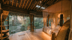 Designer bamboo villa with a private pool
